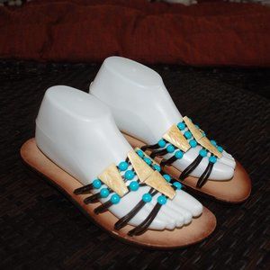 New Chadwicks Turquoise and Shell Beaded Sandal